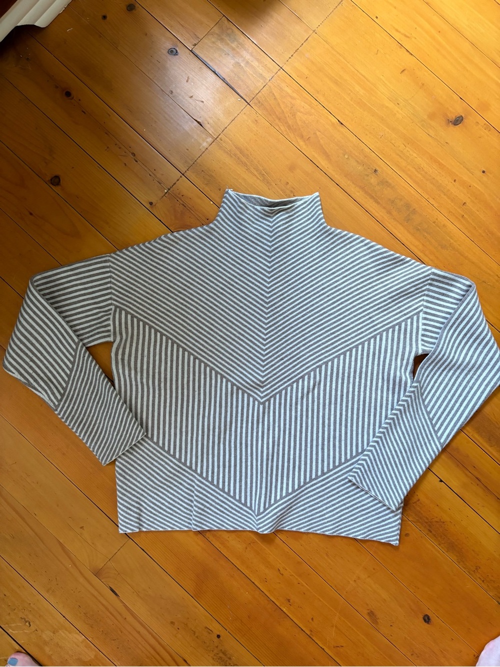 Cynthia Rowley Striped Chevron Turtleneck Sweater